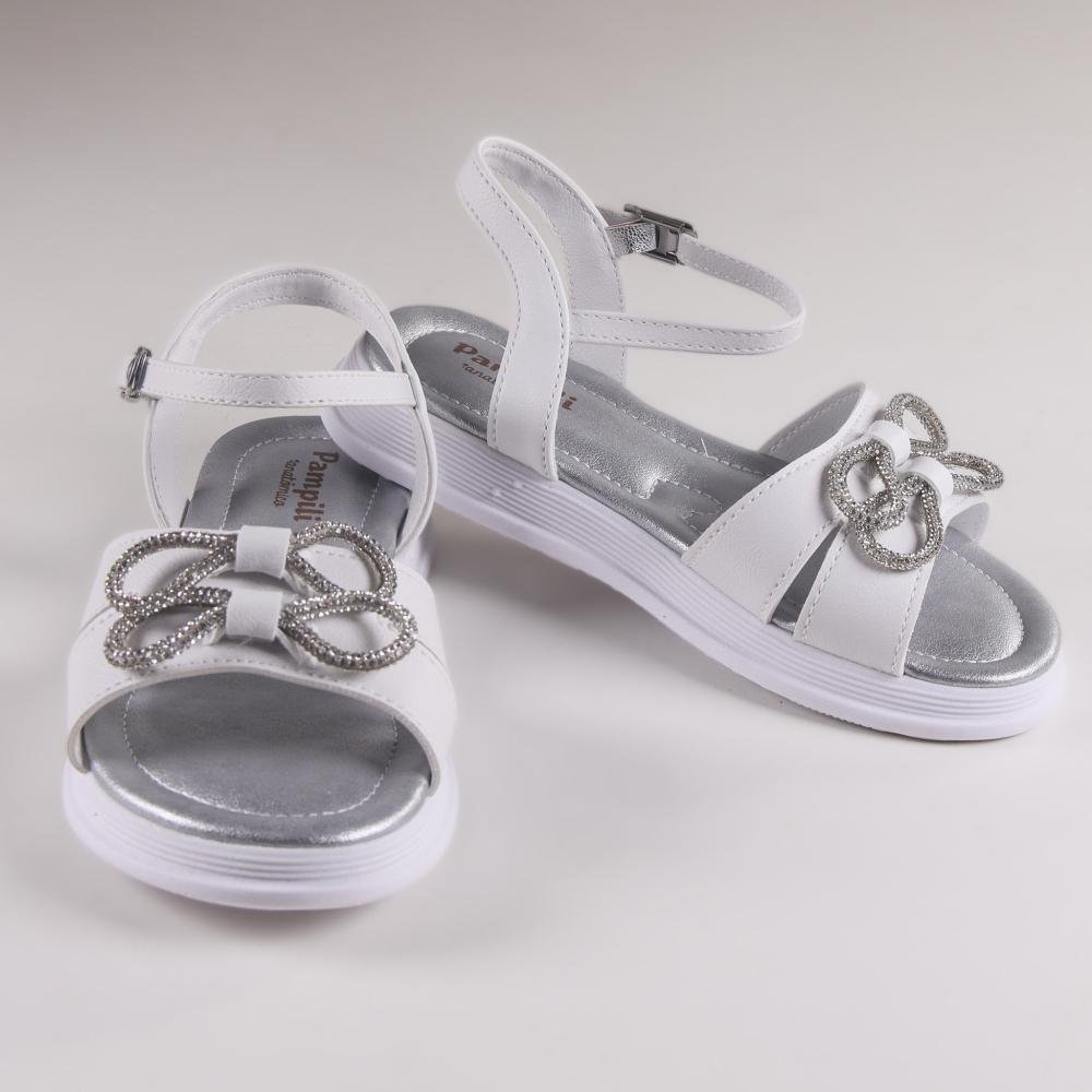Sandália Infantil Menina Pampili 409.303 Prata Branco 5