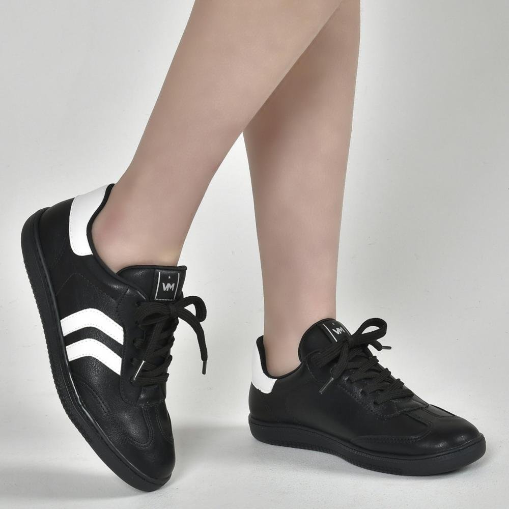 Tênis Feminino Via Marte Casual 129-003 Preto Branco Branco 3