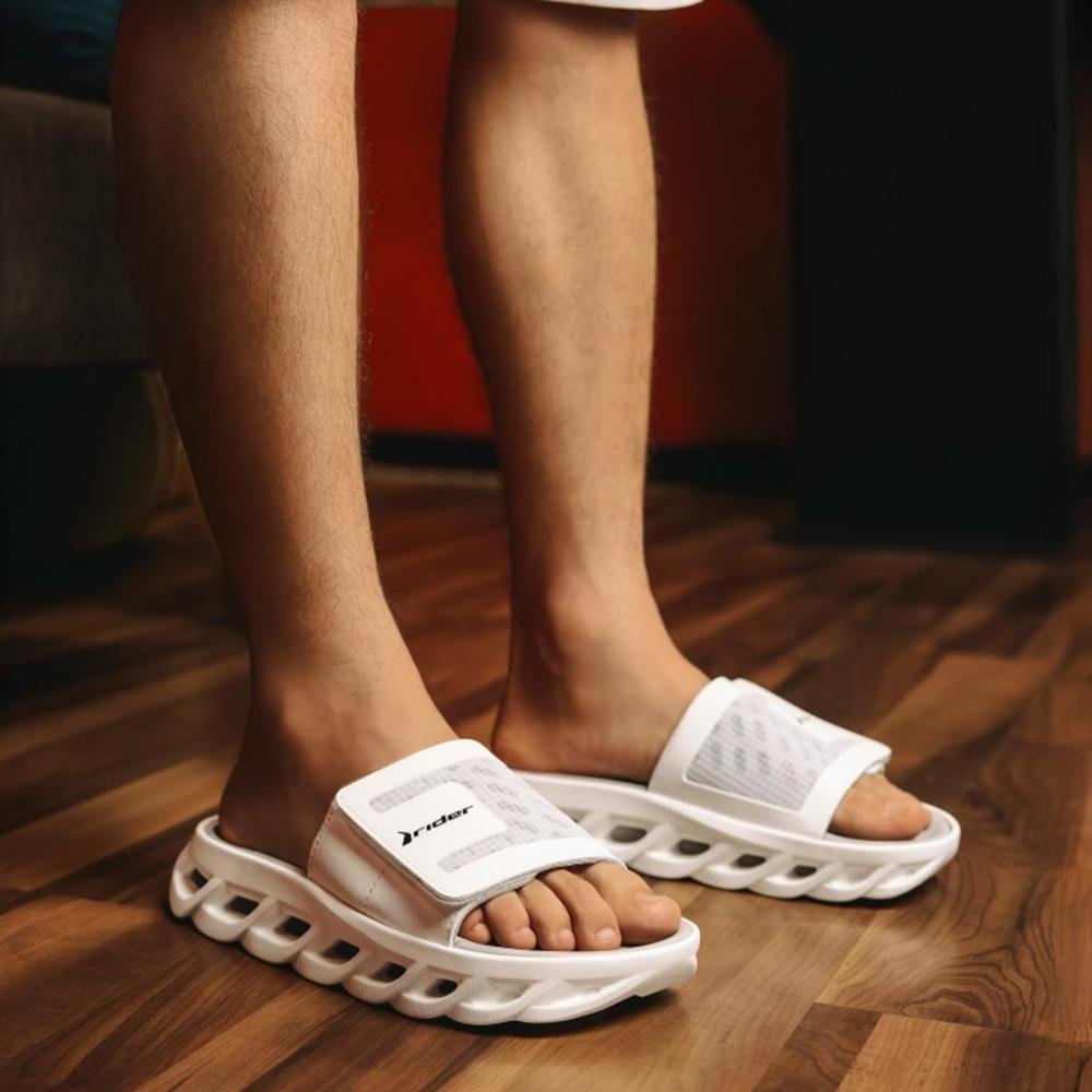 Chinelo Rider Masculino Slide R Power 12444 Branco/Cinza Branco 6