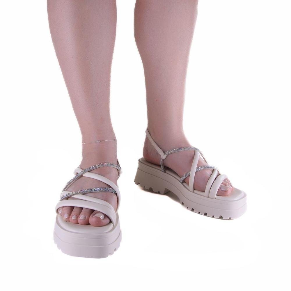 Sandália Feminina Ramarim Plataforma Tratorada 24-38203 Off White Branco 3