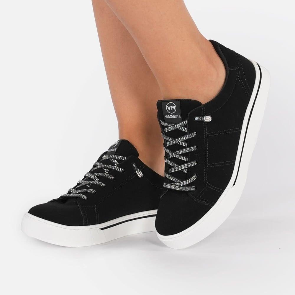 Tênis Feminino Casual Via Marte 016-002 Preto Preto 7