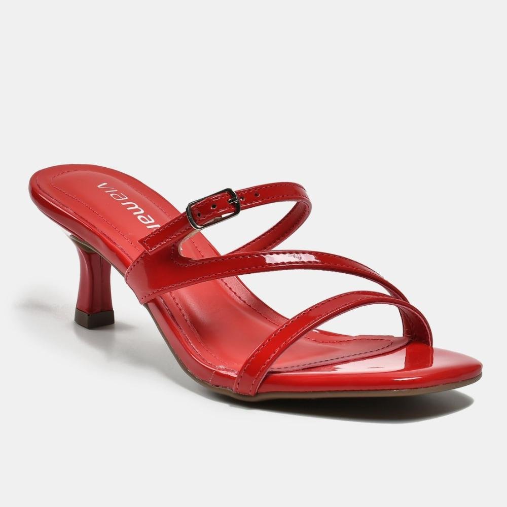 Tamanco Via Marte Feminino Salto Fino 103-001 Vermelho Vermelho 2