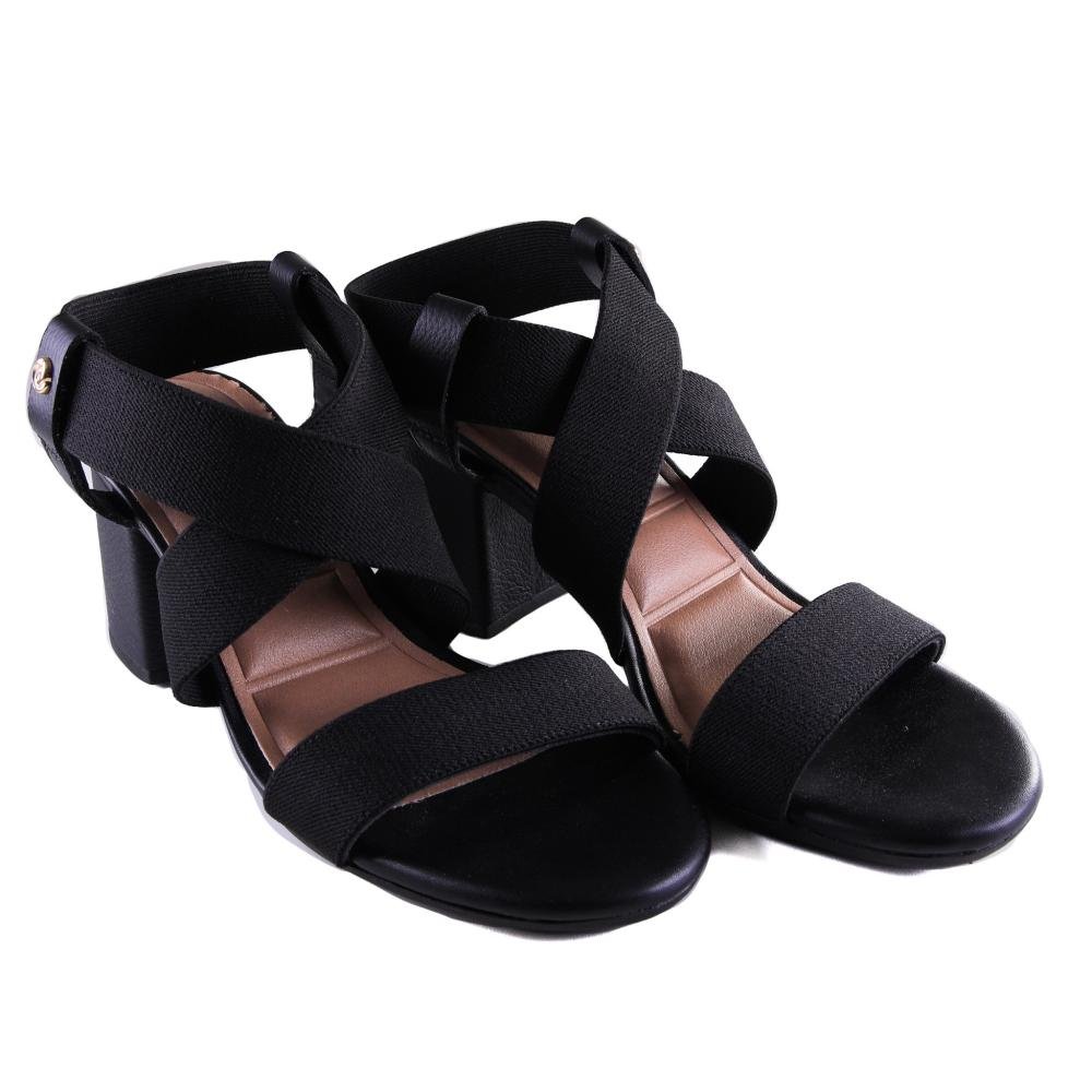 Sandália Feminina Lia Line Salto Bloco 234371804 Preto Preto 3