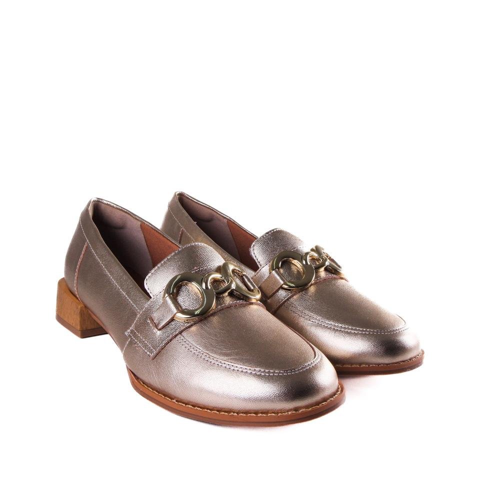 Loafer Feminino Zariff 44104 Ouro Light Dourado 4