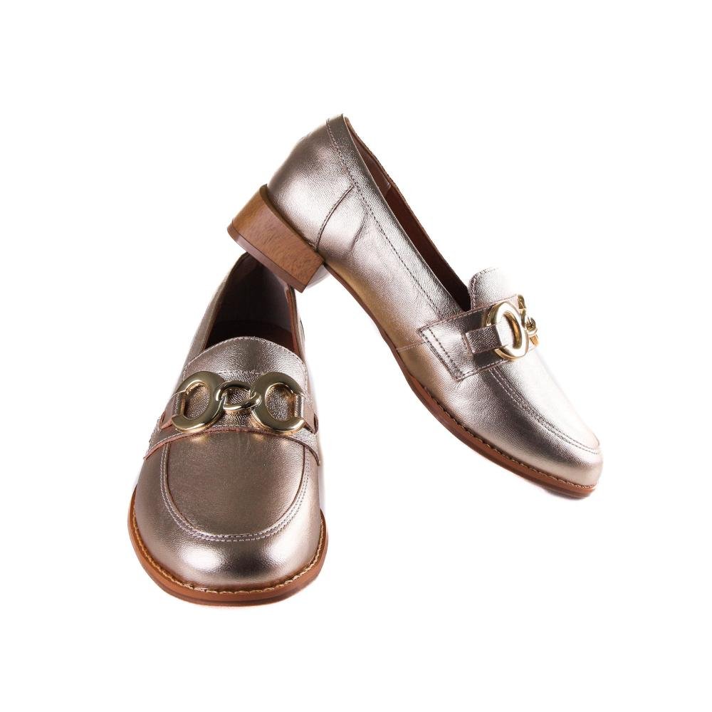 Loafer Feminino Zariff 44104 Ouro Light Dourado 5