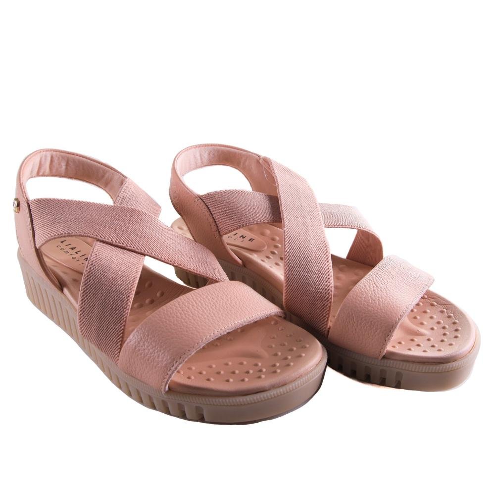 Sandália Rasteira Feminina Lia Line Comfort 234571814 Organza Rosa 3