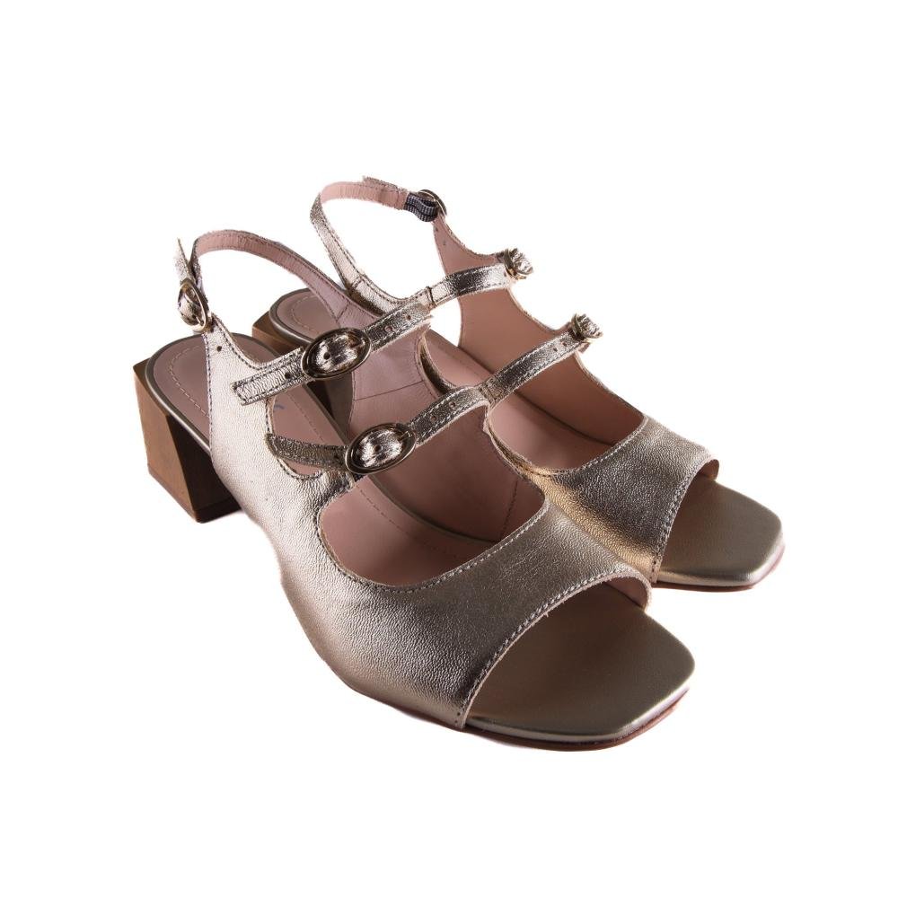 Sandália Feminina Zariff Salto Madeira 36567 Ouro Light Dourado 3