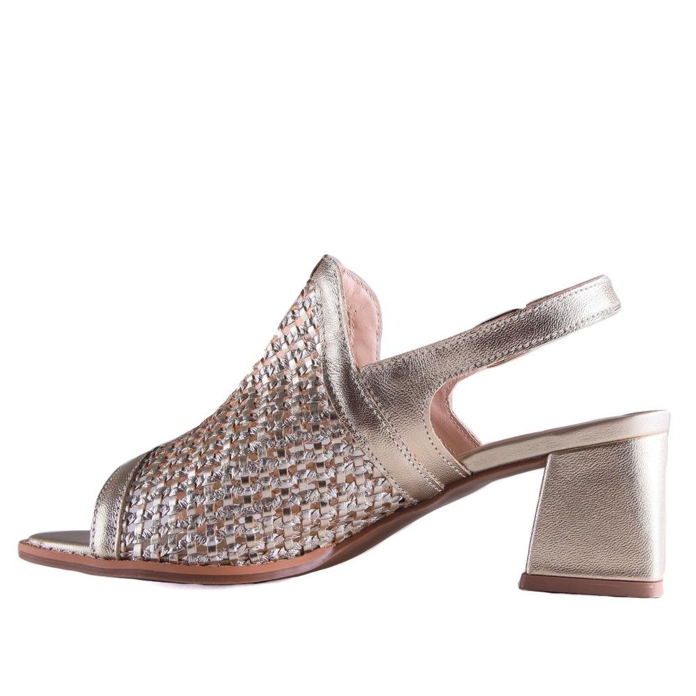Sandália Feminina Zariff Salto Bloco 45202 Ouro Light Dourado 2