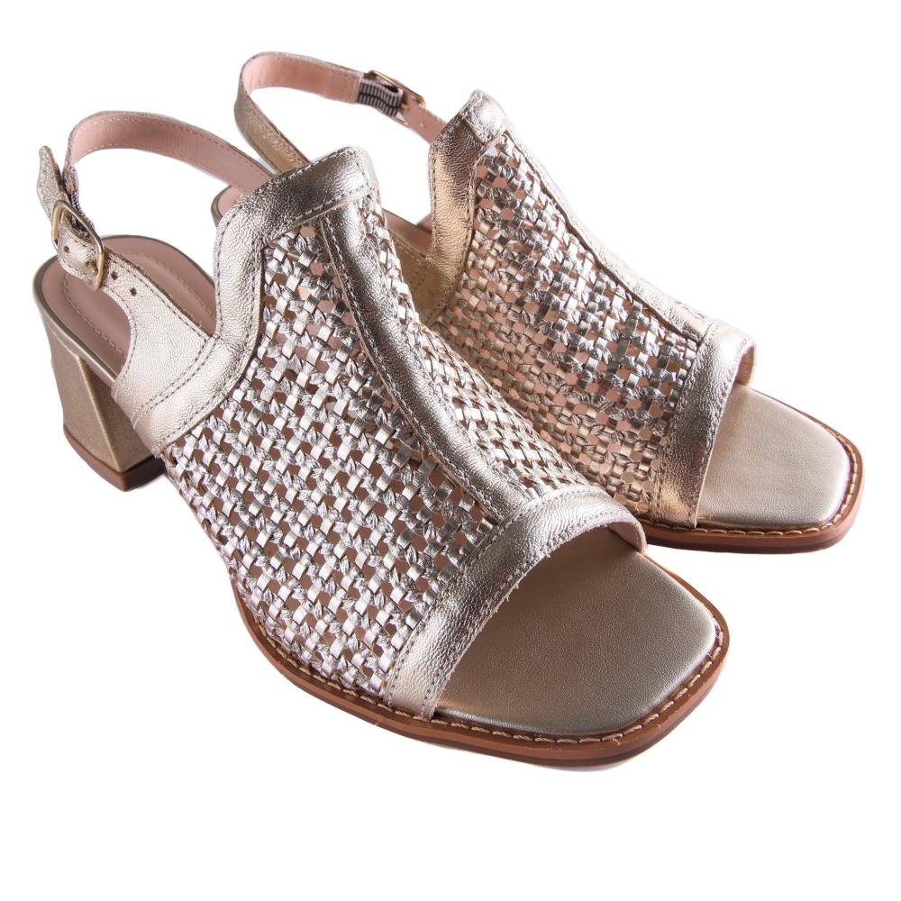 Sandália Feminina Zariff Salto Bloco 45202 Ouro Light Dourado 3