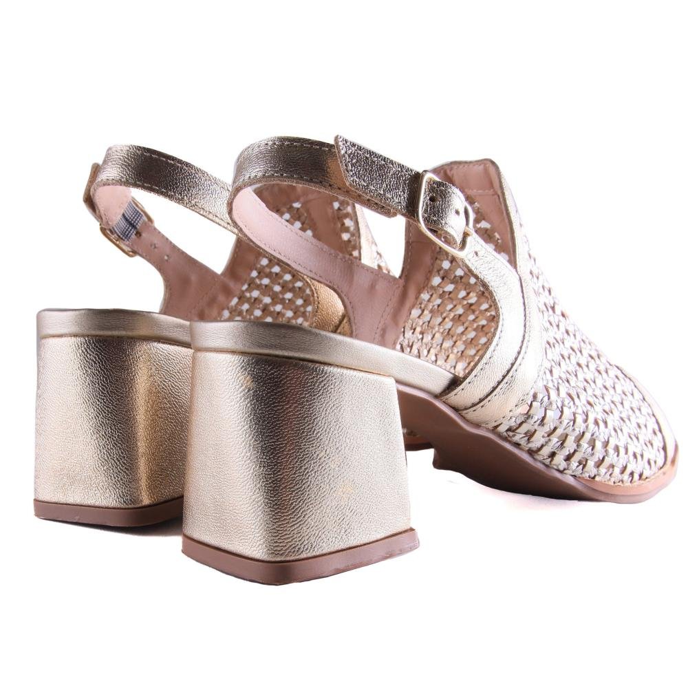 Sandália Feminina Zariff Salto Bloco 45202 Ouro Light Dourado 4