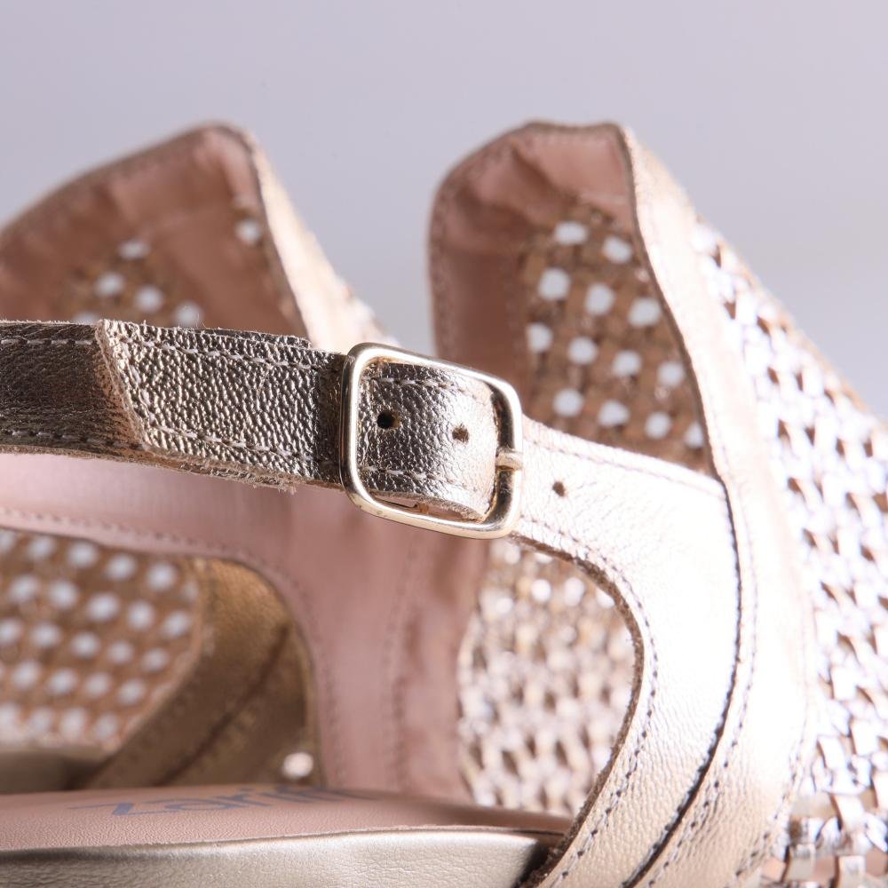 Sandália Feminina Zariff Salto Bloco 45202 Ouro Light Dourado 5