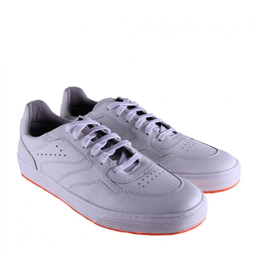 Tênis Masculino Em Couro Zariff 74016 Branco Branco 4