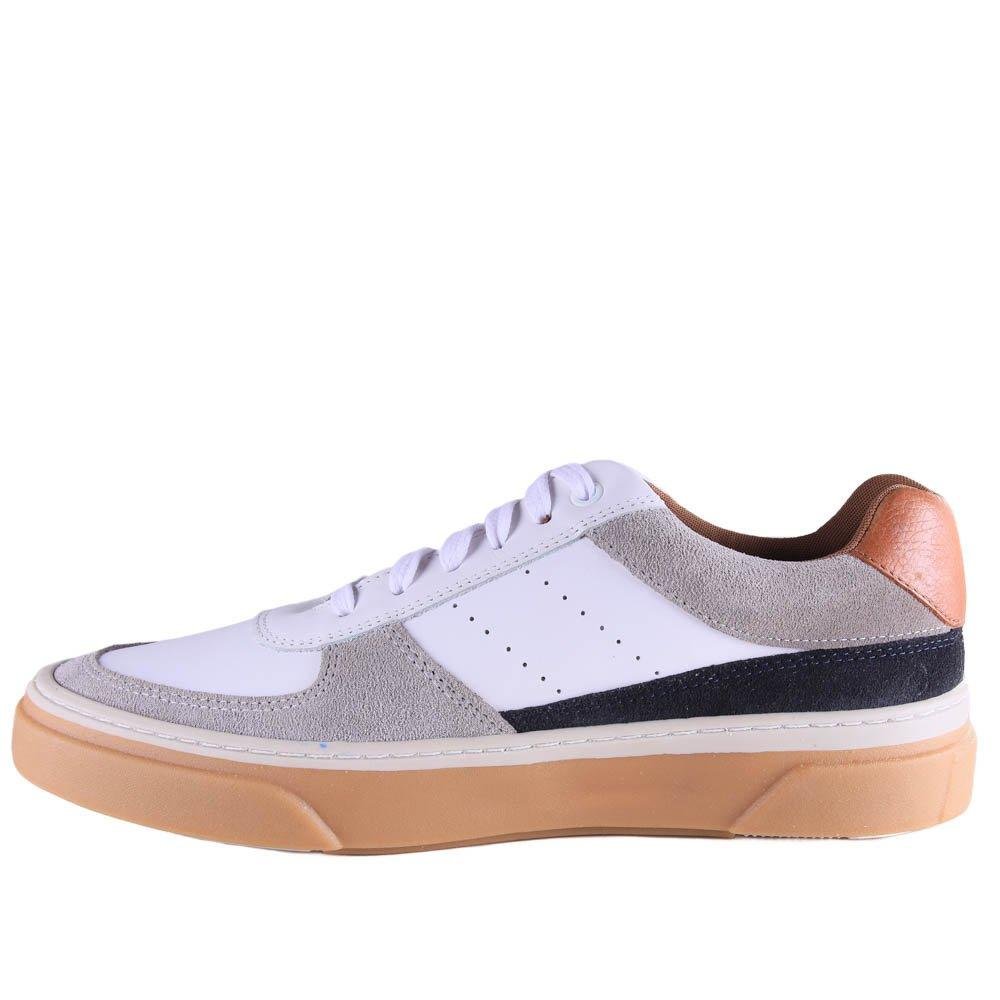 Tênis Masculino Zariff Em Couro 28706 Branco Preto Branco 2