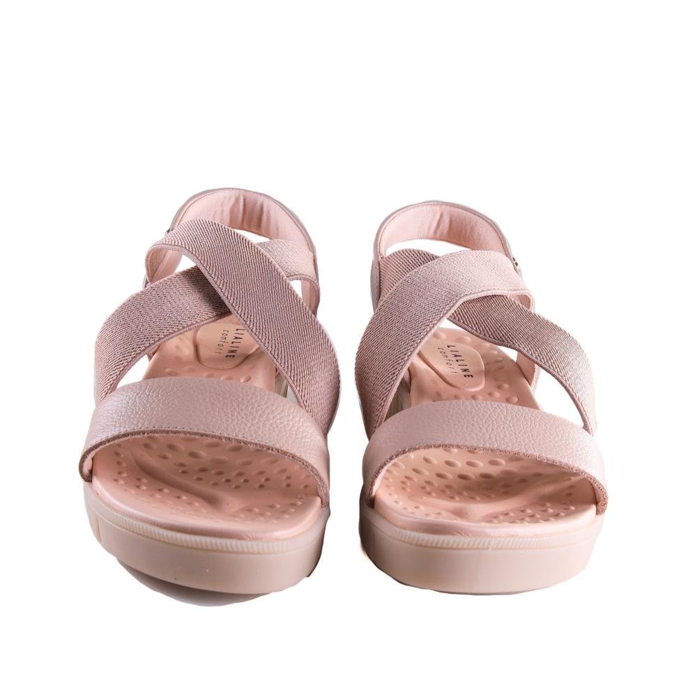 Sandália Rasteira Feminina Lia Line Comfort 234571814 Nude Bege 5
