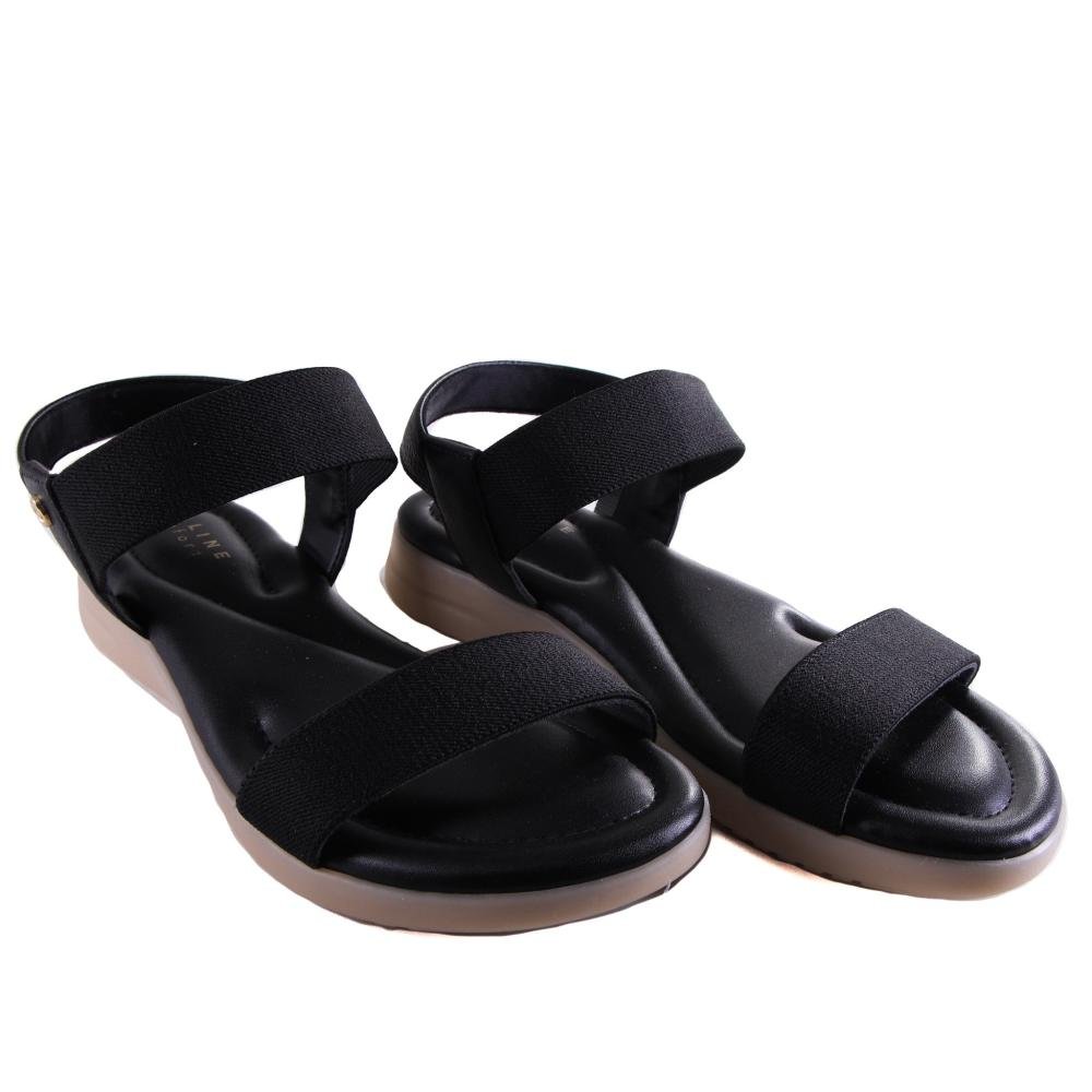 Sandália Rasteira Feminina Lia Line Flatform Comfort Preto Preto 3