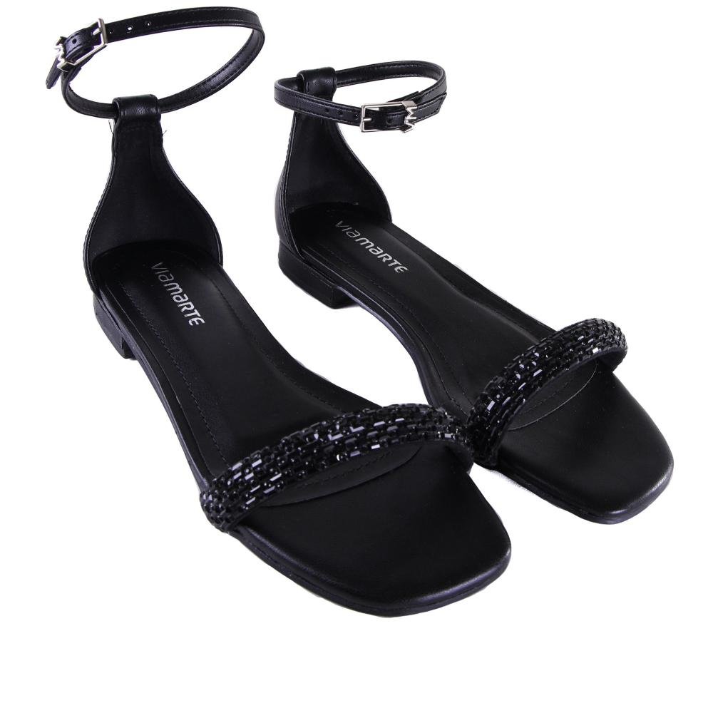 Sandália Rasteira Via Marte Feminina 112-005 Preto Preto 3