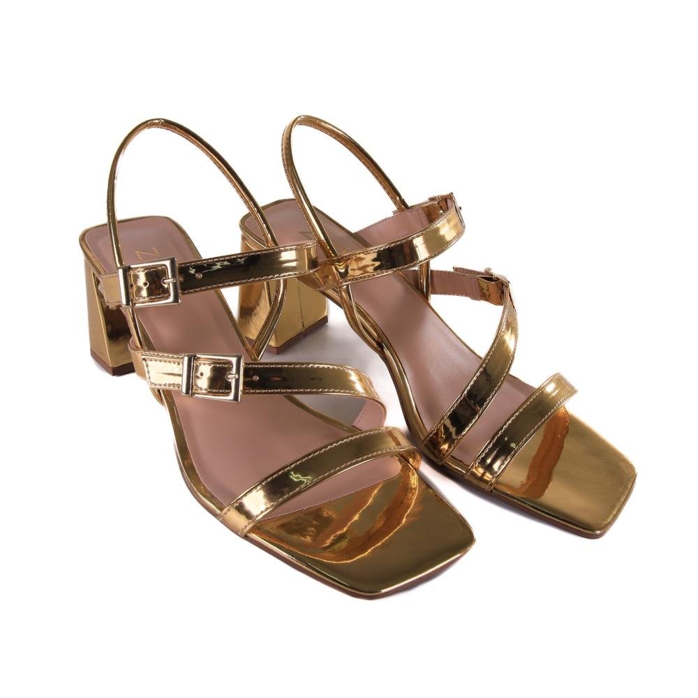 Sandália Feminina Zariff Metalizada 3118-01 Espelhado Ouro Light Dourado 3