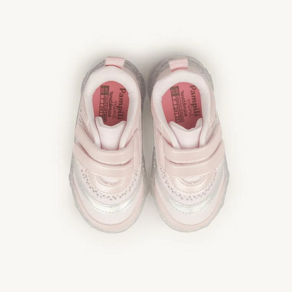 Tênis Infantil Menina Pampili Com Luzes 682.055 Nude Bege 3