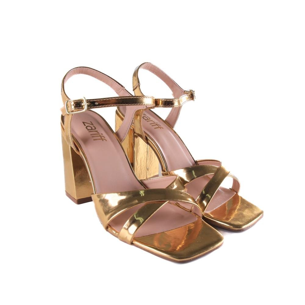 Sandália Feminina Zariff Metalizada 1944-16 Espelhado Ouro Light Dourado 2