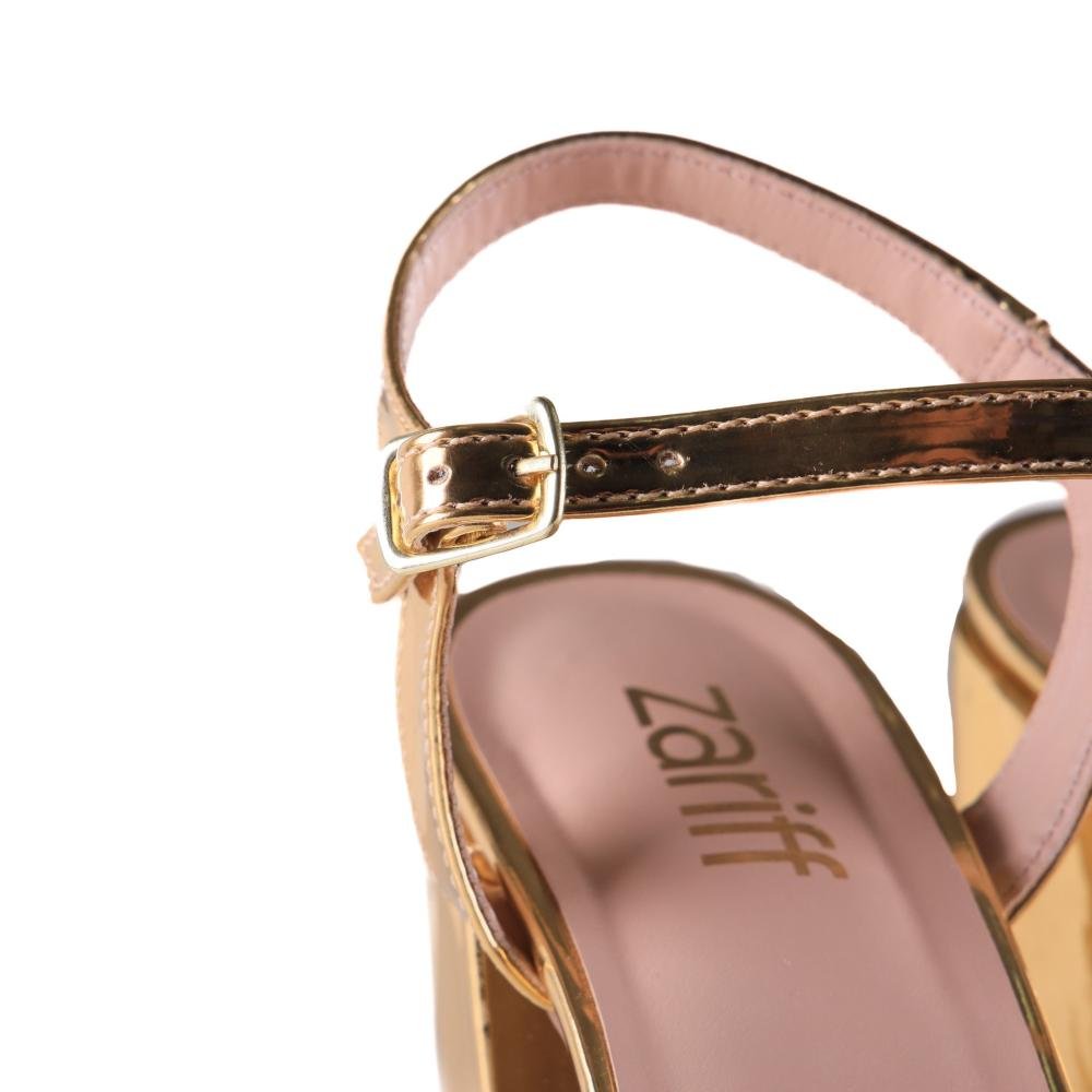 Sandália Feminina Zariff Metalizada 1944-16 Espelhado Ouro Light Dourado 4