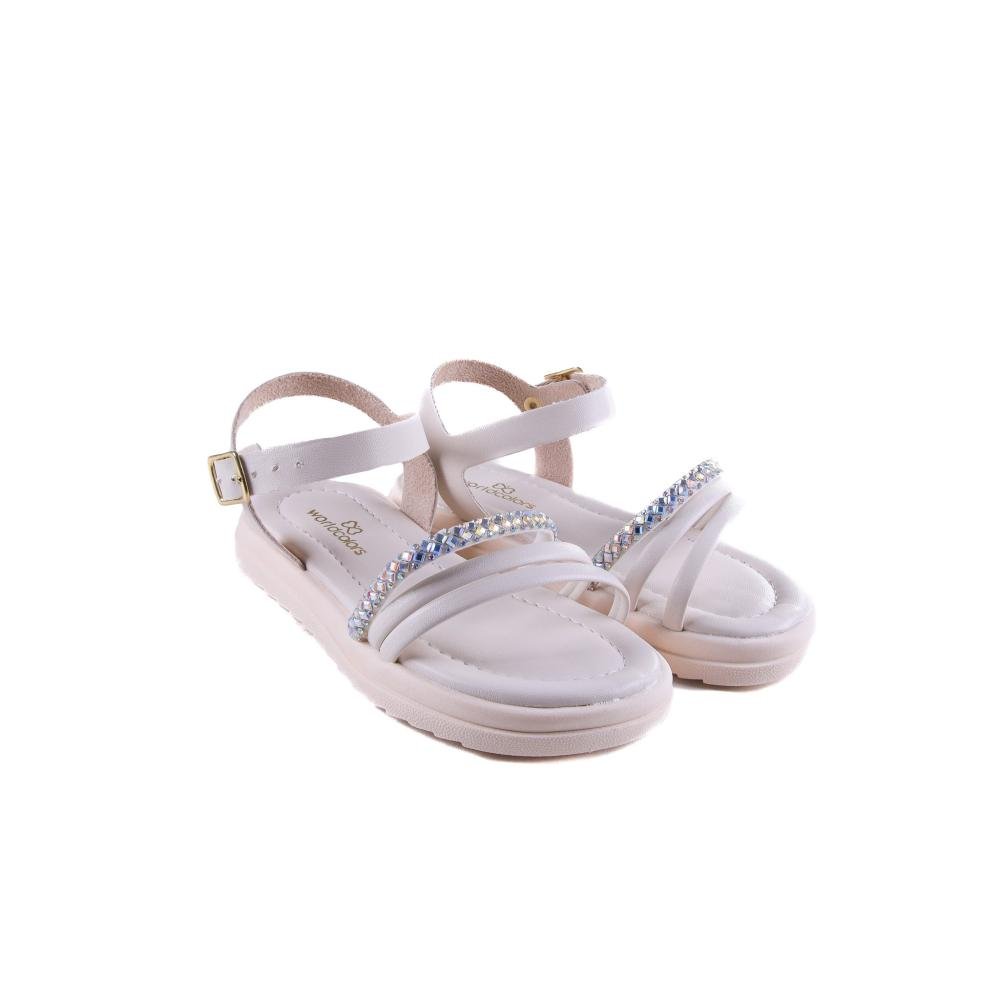 Sandália Infantil Menina World Colors 359.004 Off White Branco 3