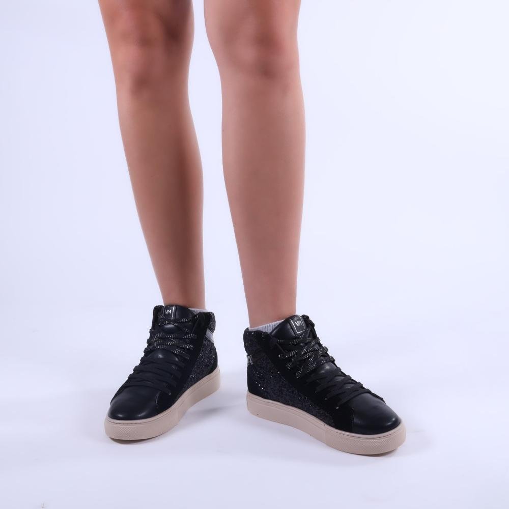 Tênis Casual Feminino Via Marte Cano Alto 082-013 Preto Preto 5