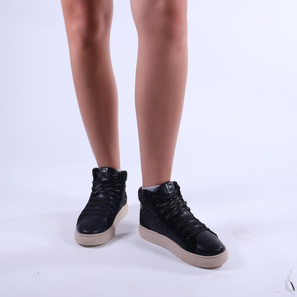 Tênis Casual Feminino Via Marte Cano Alto 082-013 Preto Preto 7