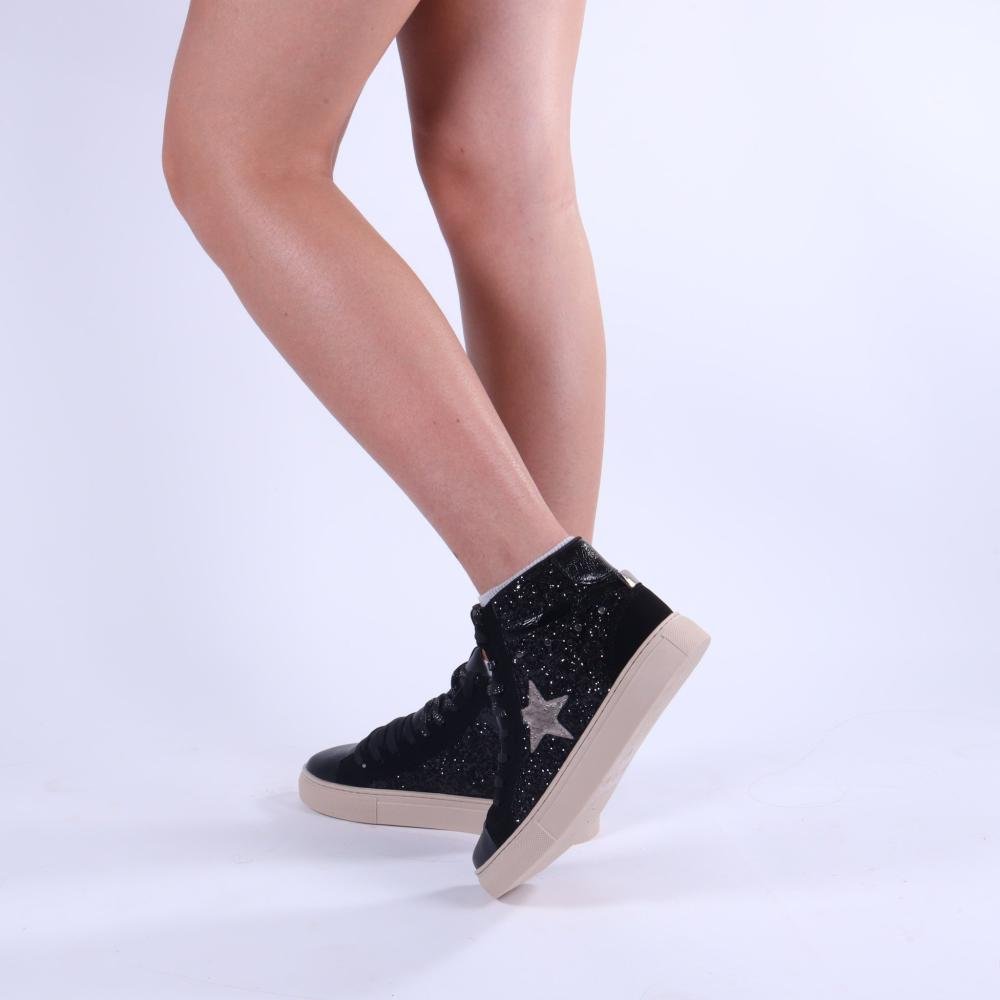 Tênis Casual Feminino Via Marte Cano Alto 082-013 Preto Preto 8