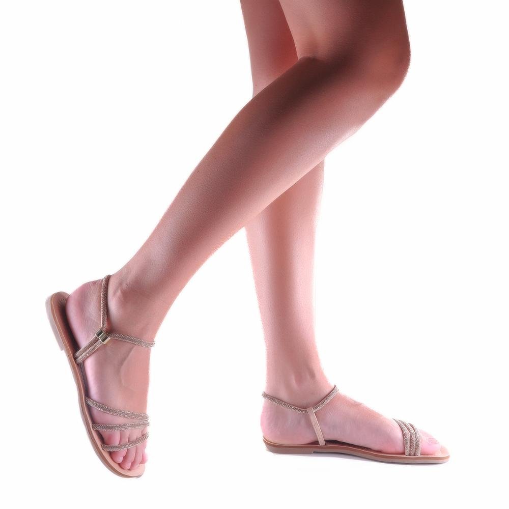 Sandália Rasteira Feminina Zariff 2406 Rose Bege 3