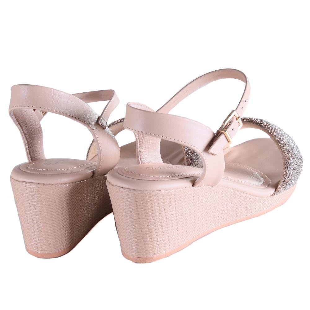 Sandália Feminina Ramarim Salto Anabela 2432201 Bege Bege 5