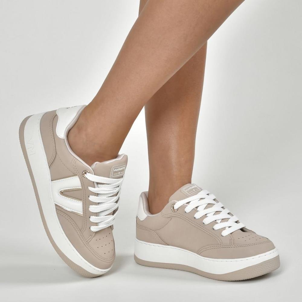 Tenis Via Marte Feminino Casual 209-004 Nude/Branco Nude/Branco 4