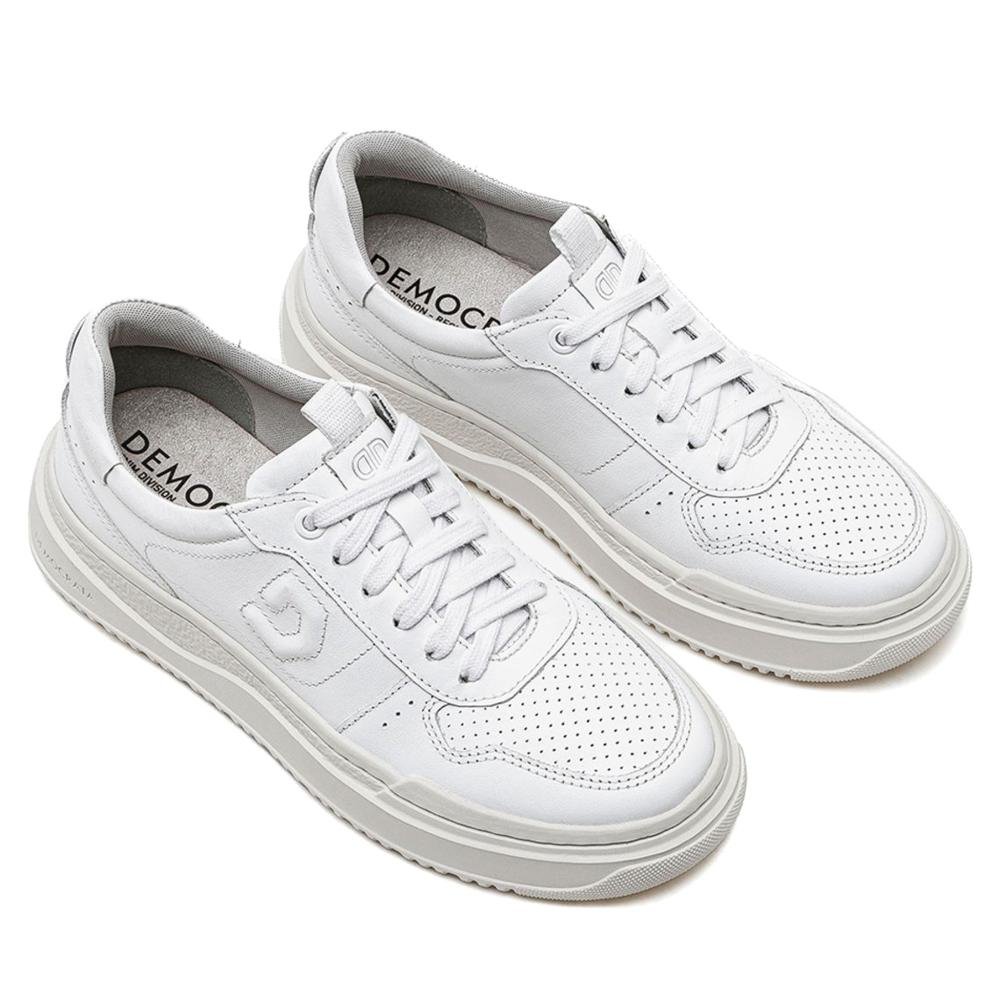 Tênis Feminino Casual Democrata Block 616101 Branco Branco 2