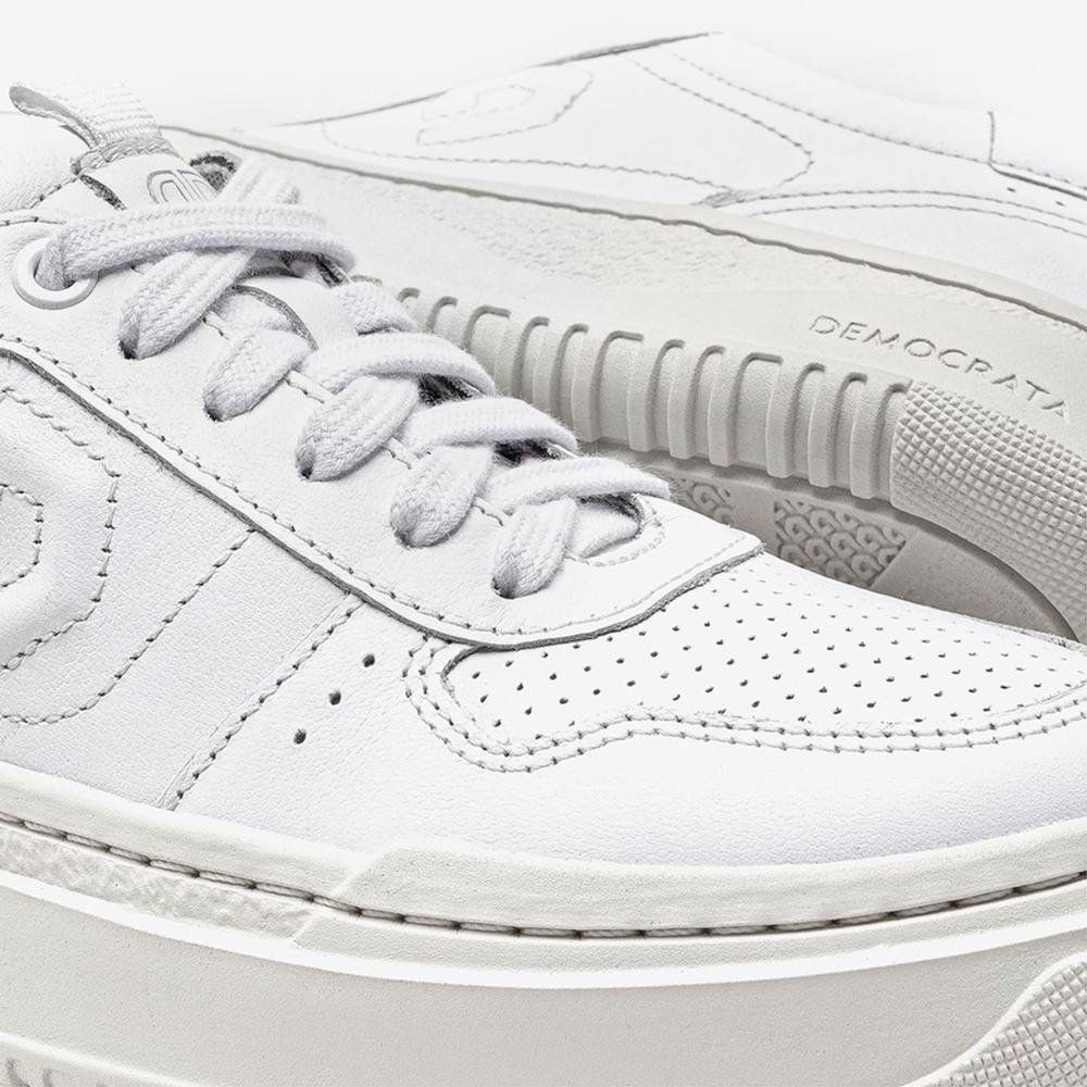 Tênis Feminino Casual Democrata Block 616101 Branco Branco 3