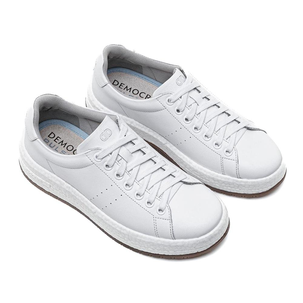 Tênis Feminino Casual Democrata Drake Pulse 618101 Branco Branco 2