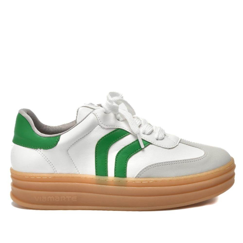 Tênis Via Marte Feminino Casual 156-001 Branco Verde Branco/Verde 1