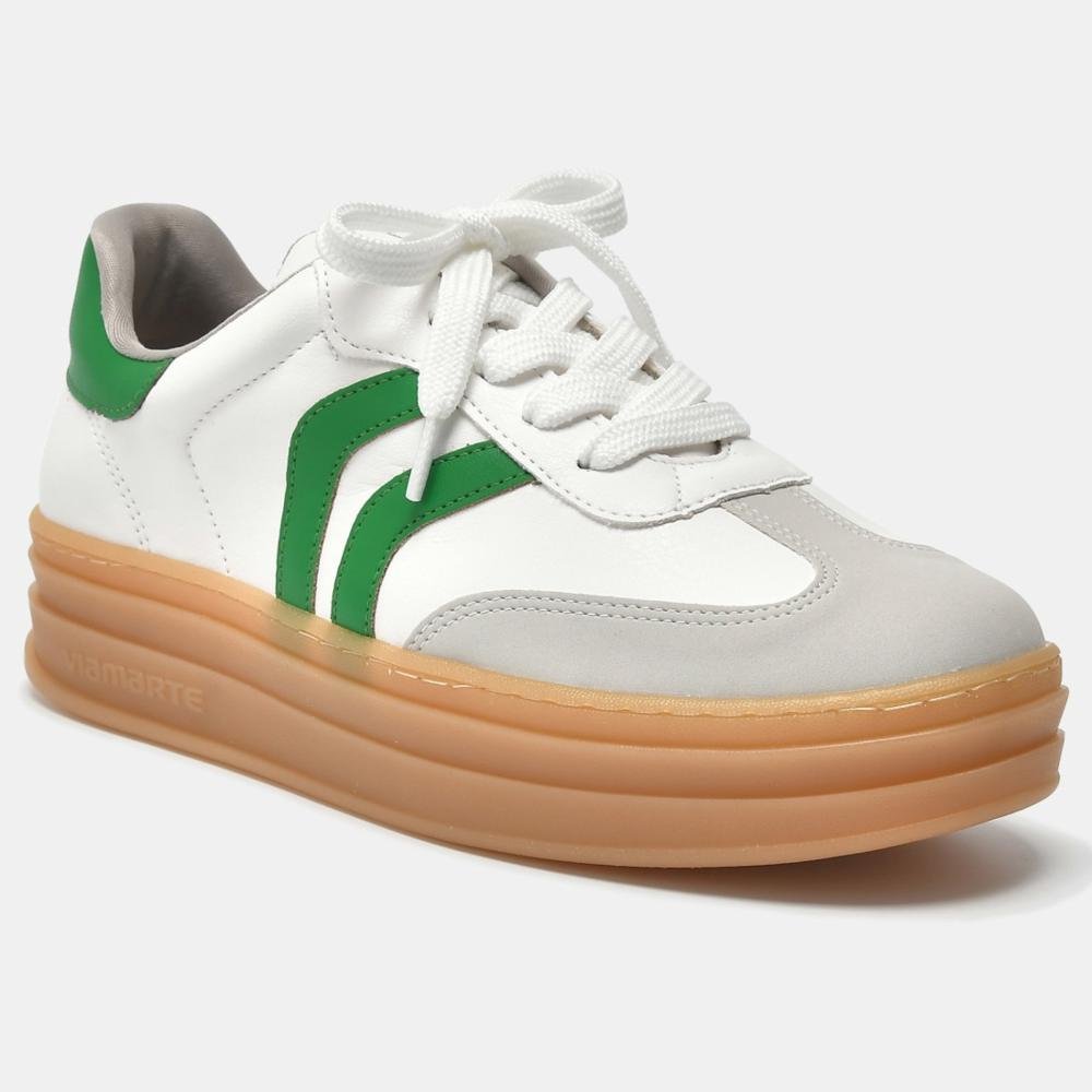 Tênis Via Marte Feminino Casual 156-001 Branco Verde Branco/Verde 2