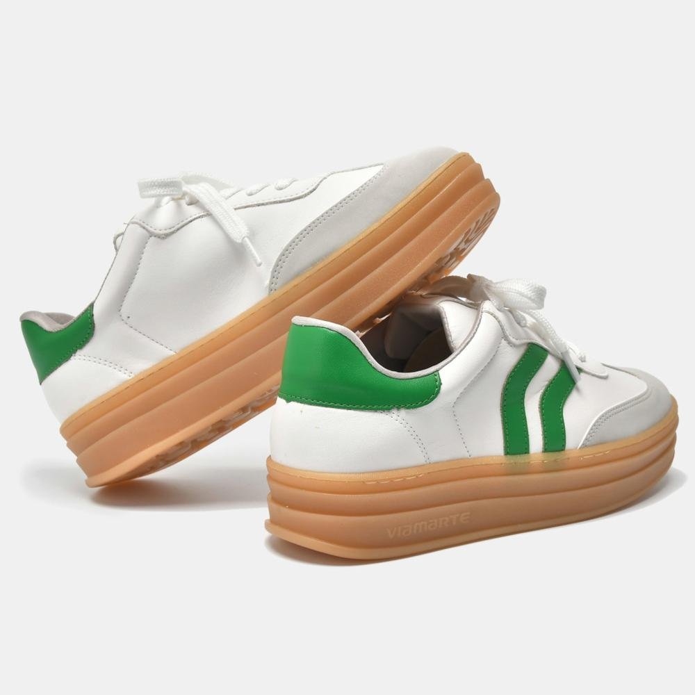 Tênis Via Marte Feminino Casual 156-001 Branco Verde Branco/Verde 3
