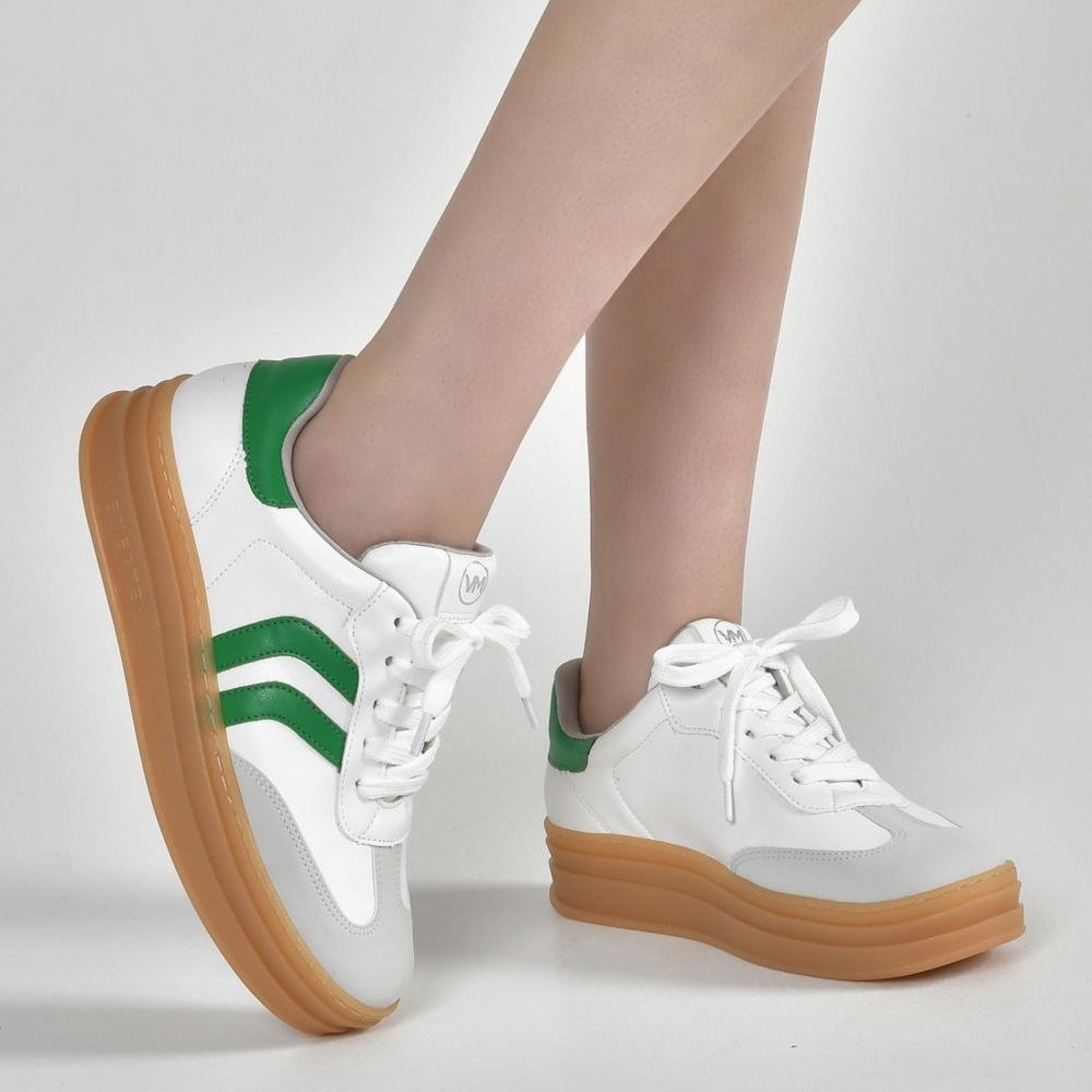 Tênis Via Marte Feminino Casual 156-001 Branco Verde Branco/Verde 4