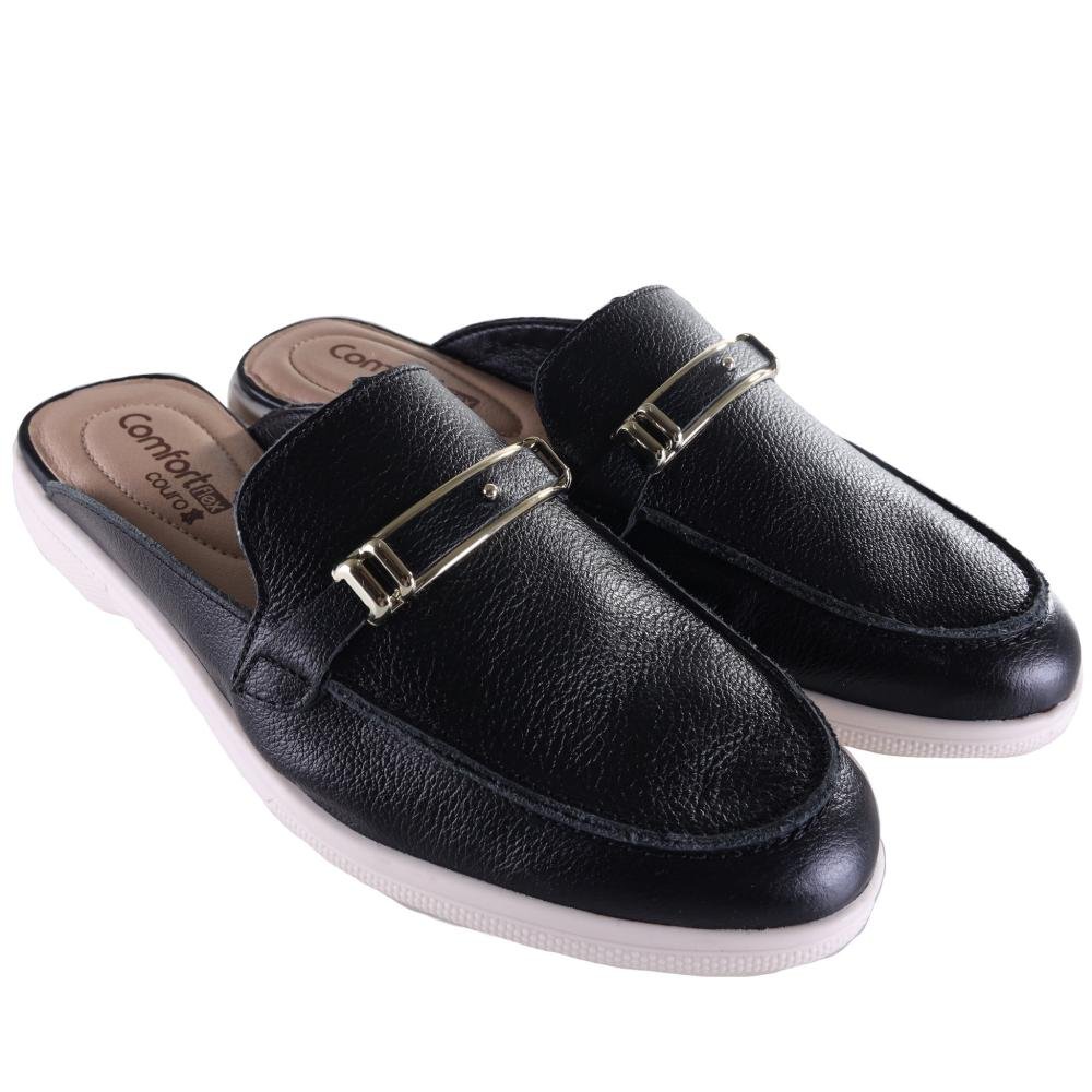 Mule Comfortflex Feminina 25-60331 Preto Preto 3