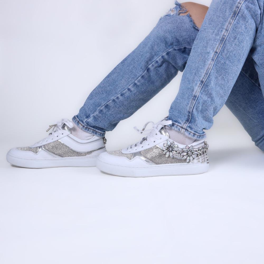Tênis Feminino Zariff com Pedrarias Glw169 Branco/Prata Branco 11