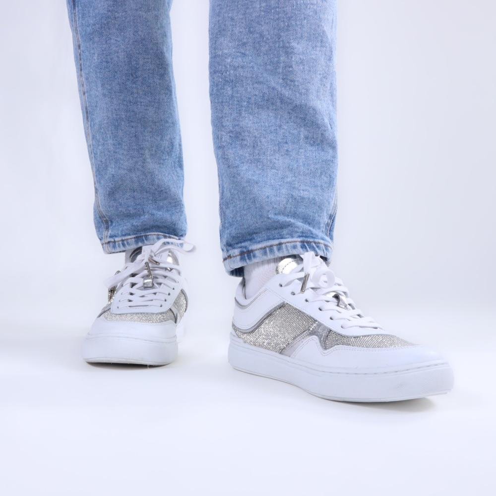 Tênis Feminino Zariff com Pedrarias Glw169 Branco/Prata Branco 5