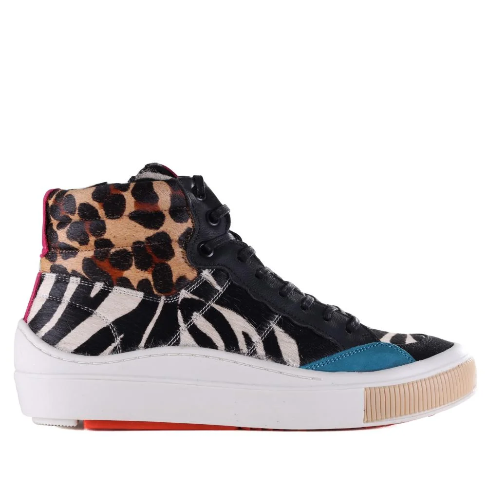 Tênis Feminino Zariff Cano Alto Mon001 Animal Print Multicores 1