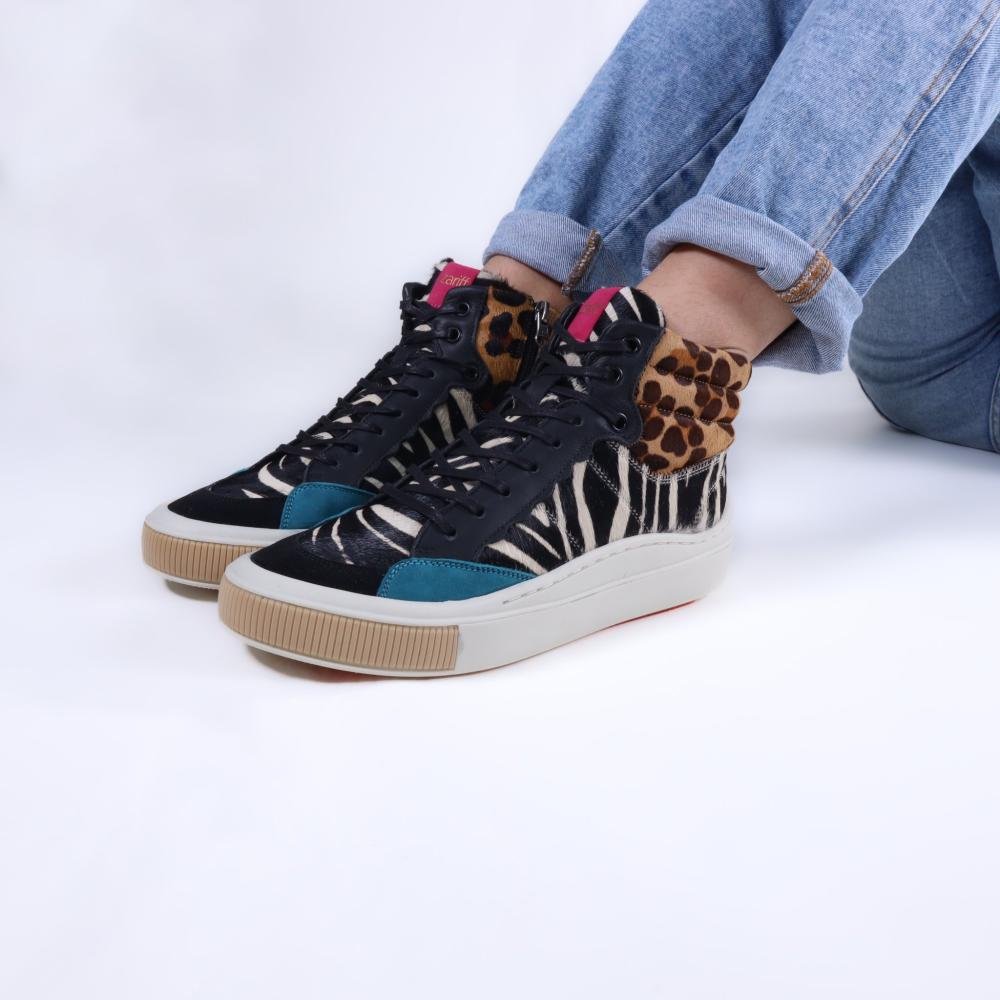 Tênis Feminino Zariff Cano Alto Mon001 Animal Print Multicores 11