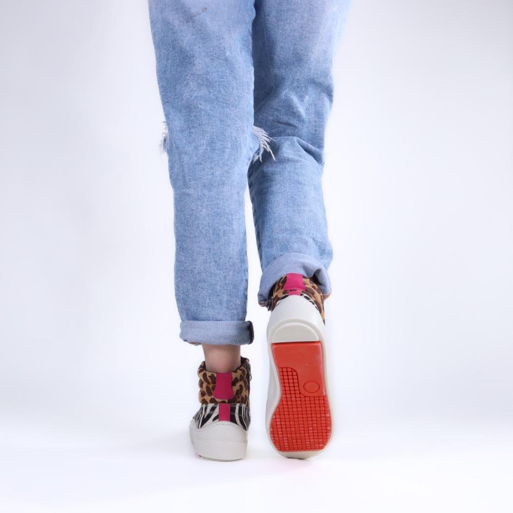 Tênis Feminino Zariff Cano Alto Mon001 Animal Print Multicores 13