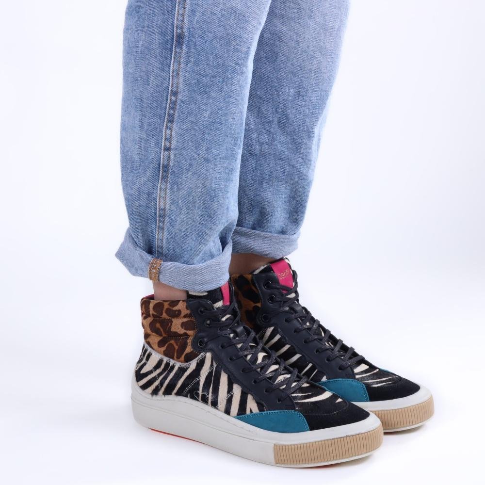 Tênis Feminino Zariff Cano Alto Mon001 Animal Print Multicores 3