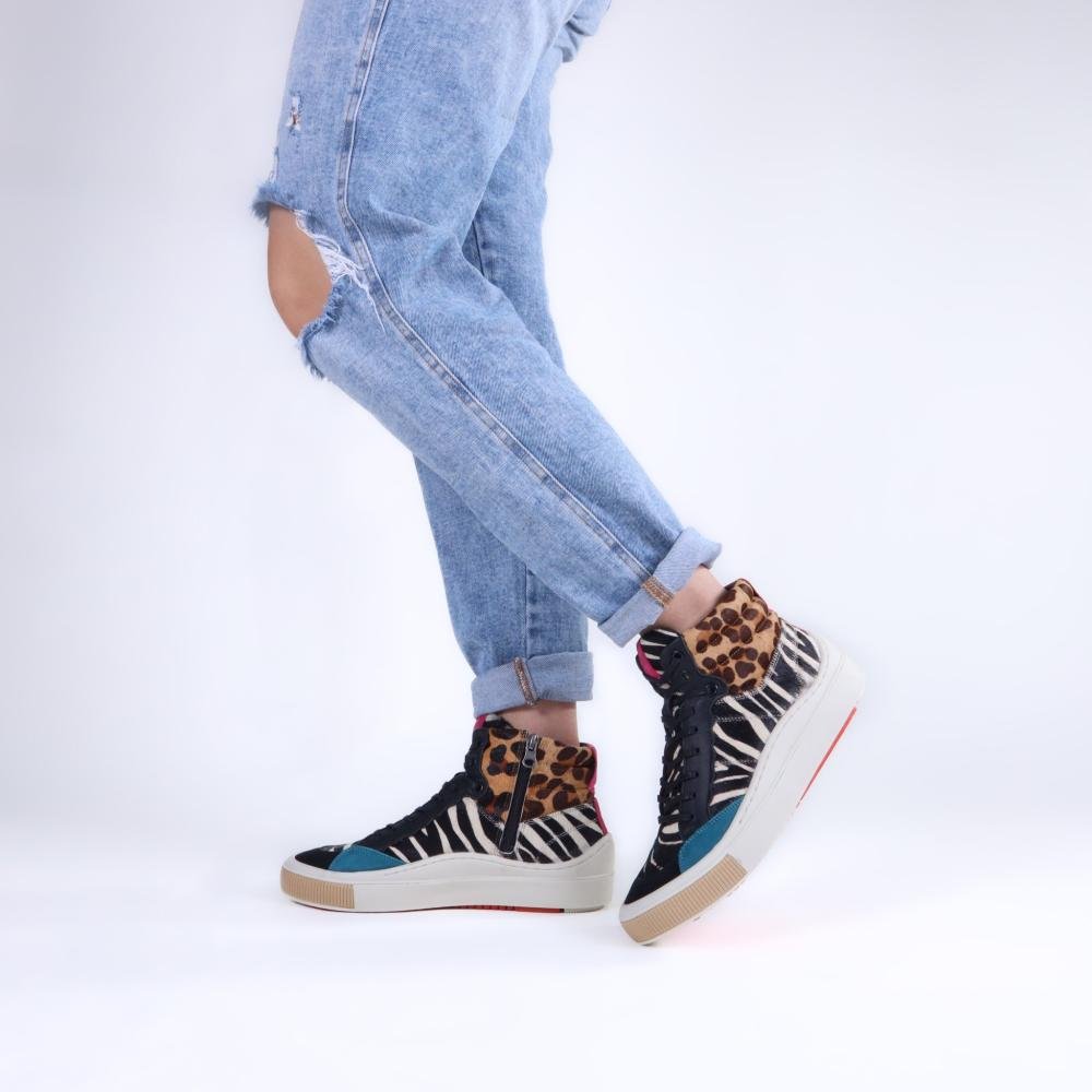 Tênis Feminino Zariff Cano Alto Mon001 Animal Print Multicores 4