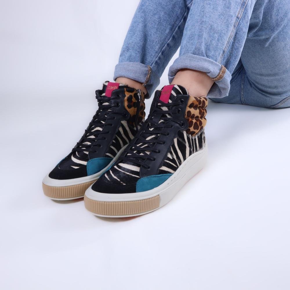 Tênis Feminino Zariff Cano Alto Mon001 Animal Print Multicores 6