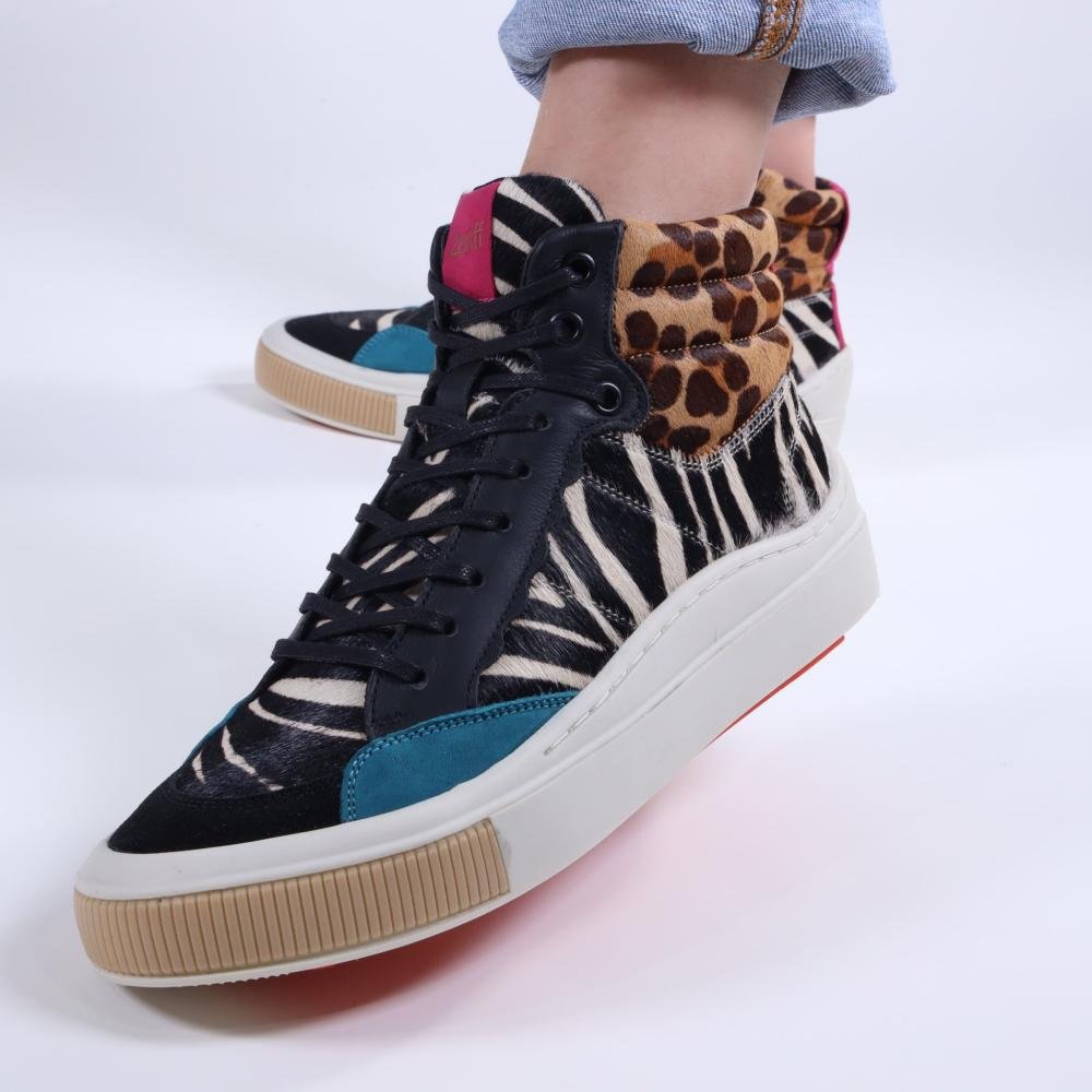 Tênis Feminino Zariff Cano Alto Mon001 Animal Print Multicores 7