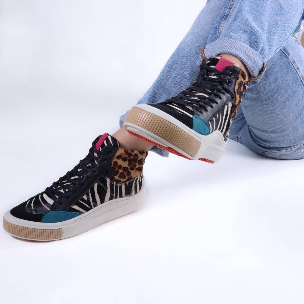 Tênis Feminino Zariff Cano Alto Mon001 Animal Print Multicores 8