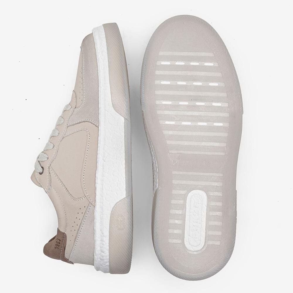 Tênis Masculino Democrata Denim Beat Pulse 623101 Creme Bege 3